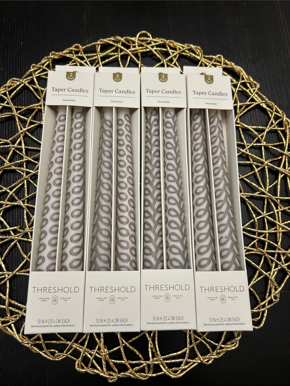 8PK 2pk Pattern Taper Candles Black and White - Threshold™ unscented